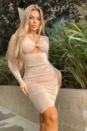 Sand Full Potential Sexy Slinky Dress