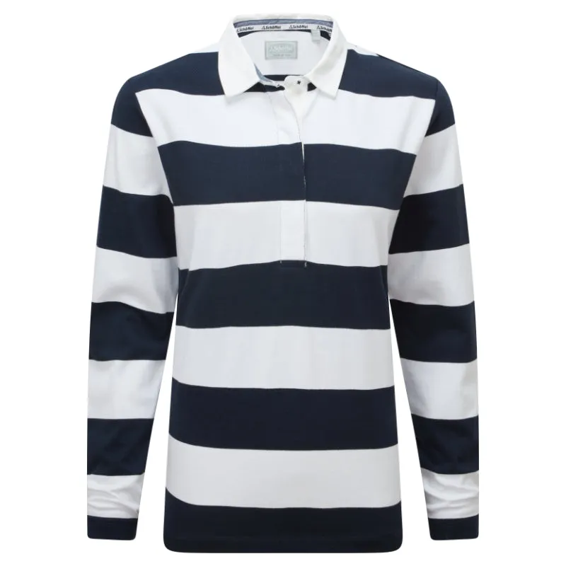 Schoffel St Mawgan Ladies Rugby Shirt  - Navy/White Stripe