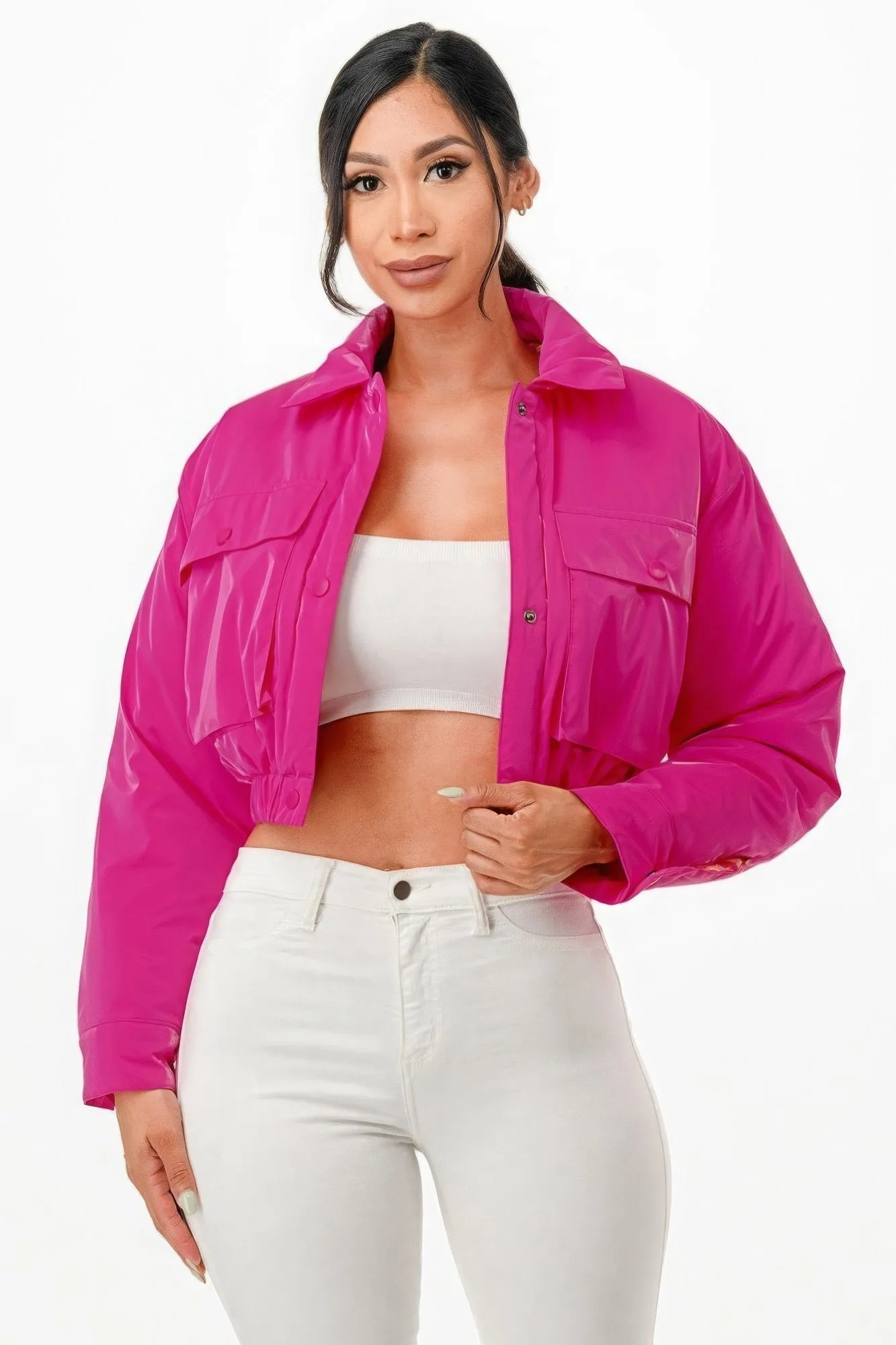 Set Apart Shiny Puffer Bomber Jacket