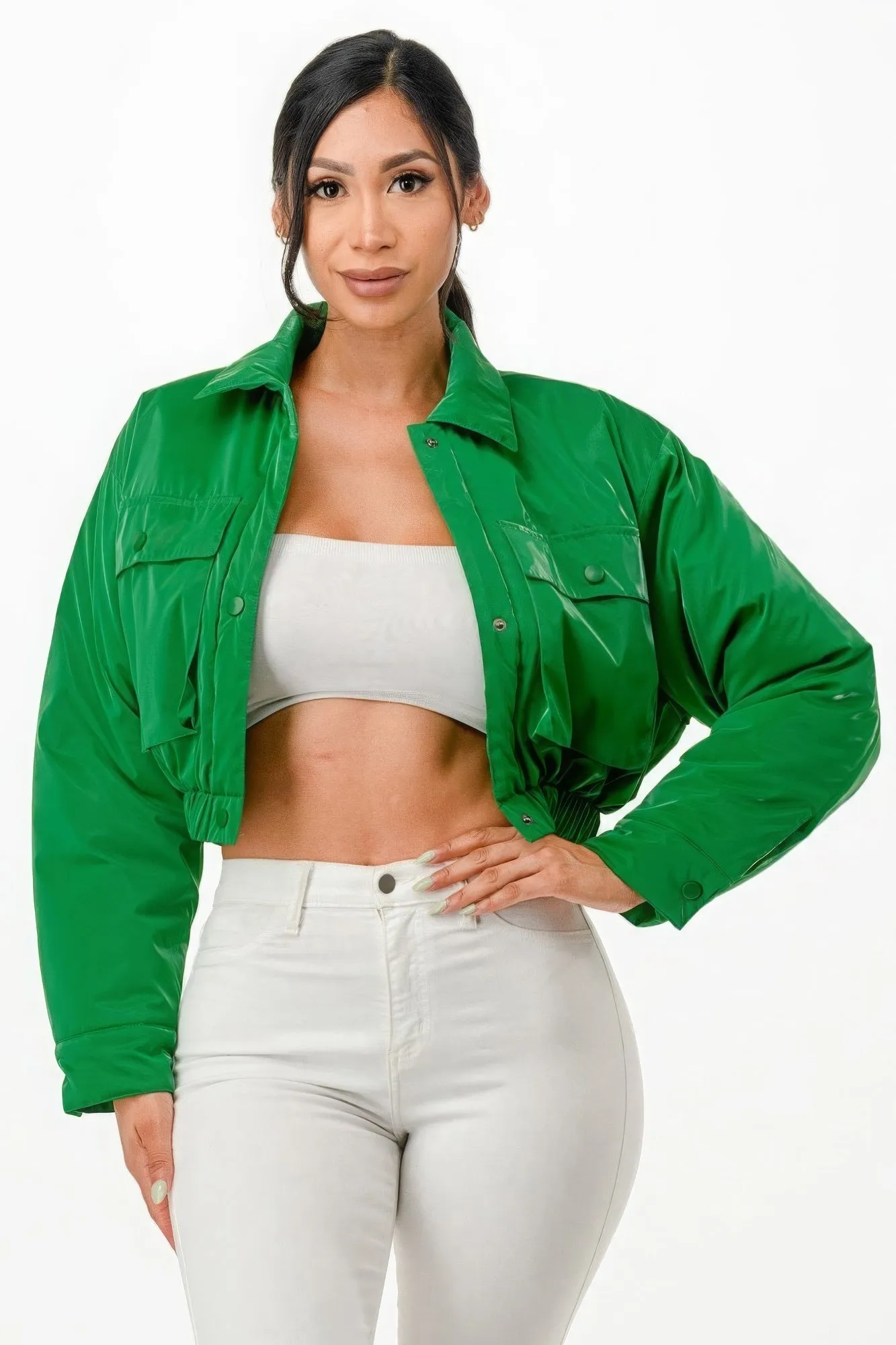 Set Apart Shiny Puffer Bomber Jacket