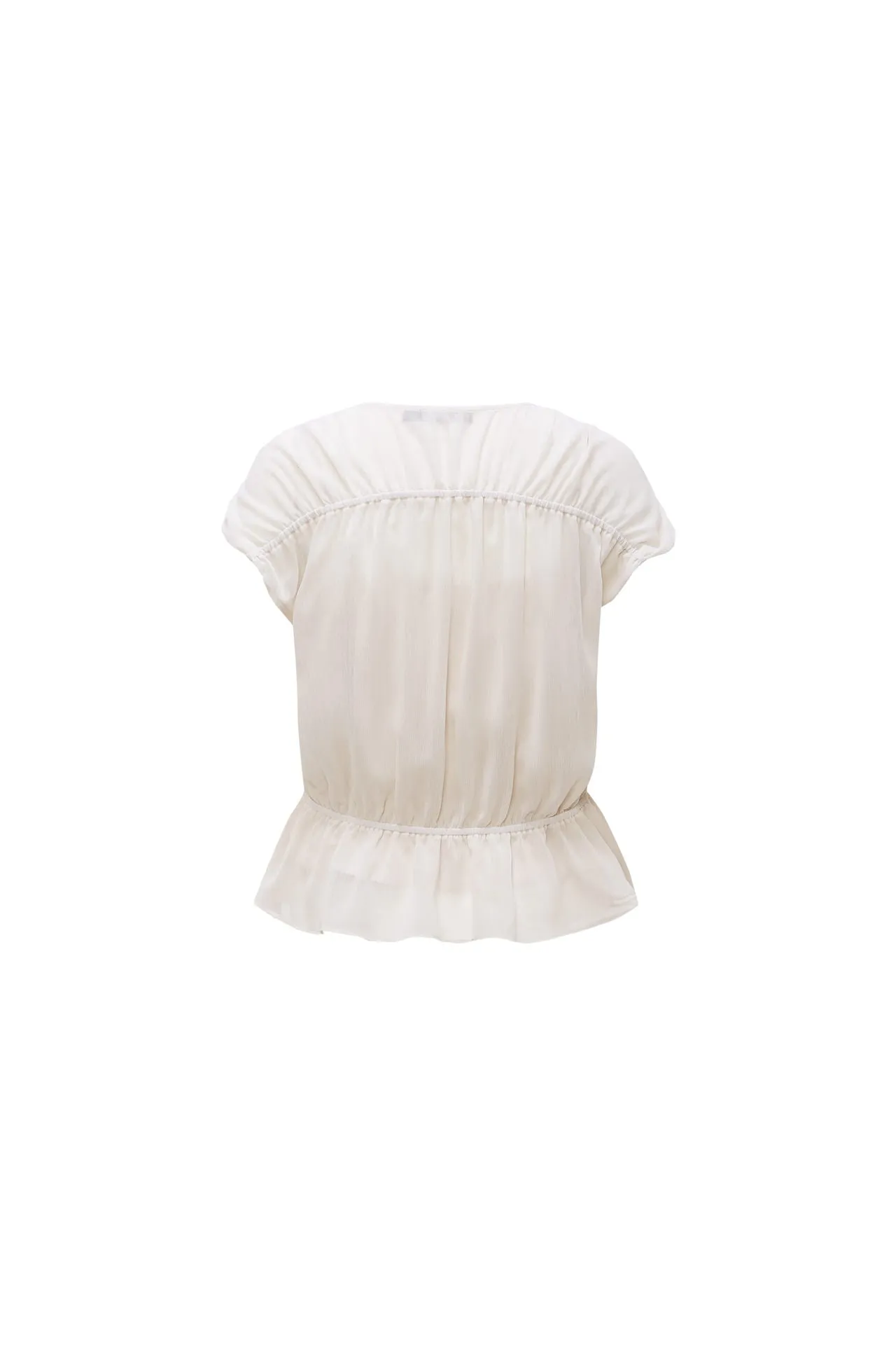 Sheer Crinkle Blouse with Elastic Waistband