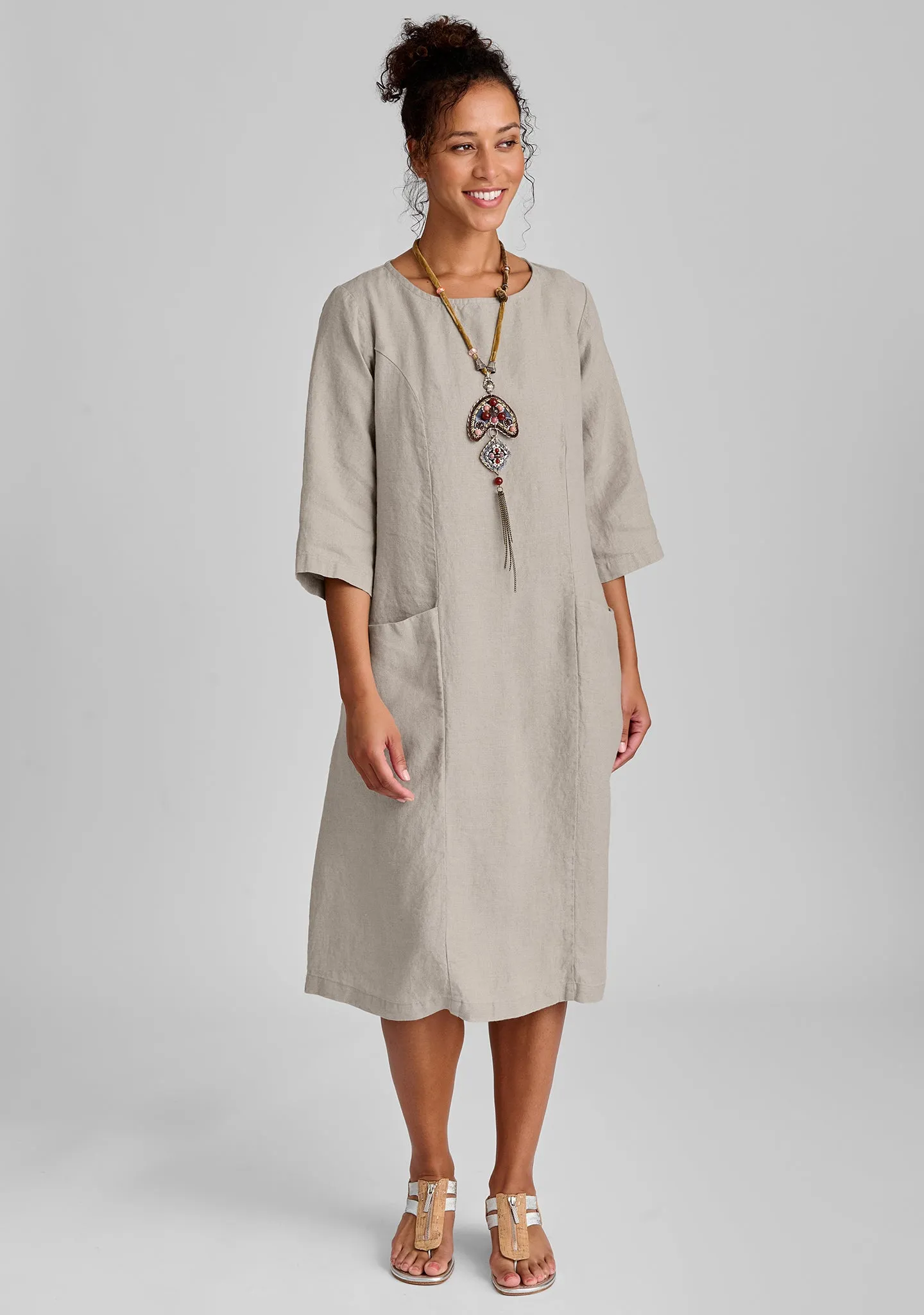 Slouch Pocket Dress - Linen Shift Dress