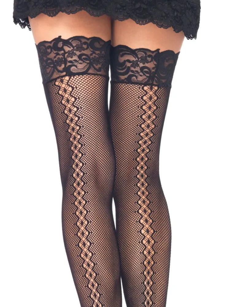 Stay Up Micro Net Black Thigh Highs