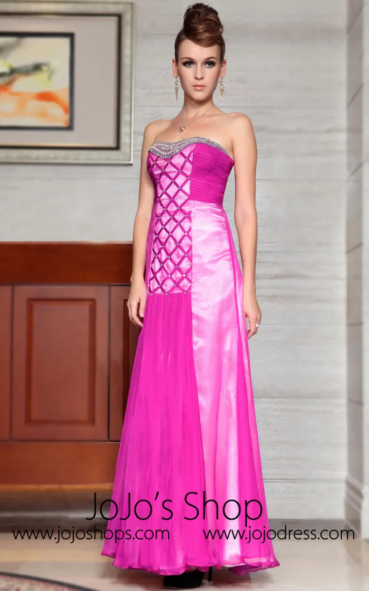 Strapless Jewled Pink Evening Dress