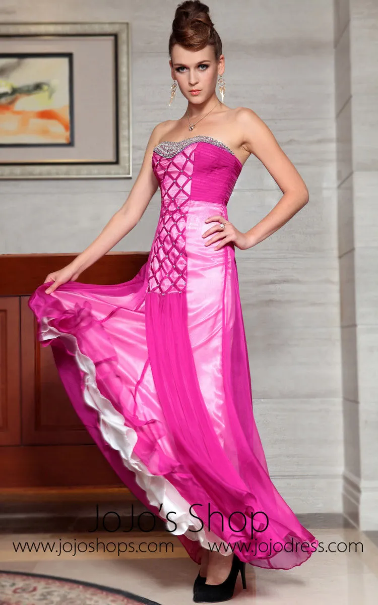 Strapless Jewled Pink Evening Dress