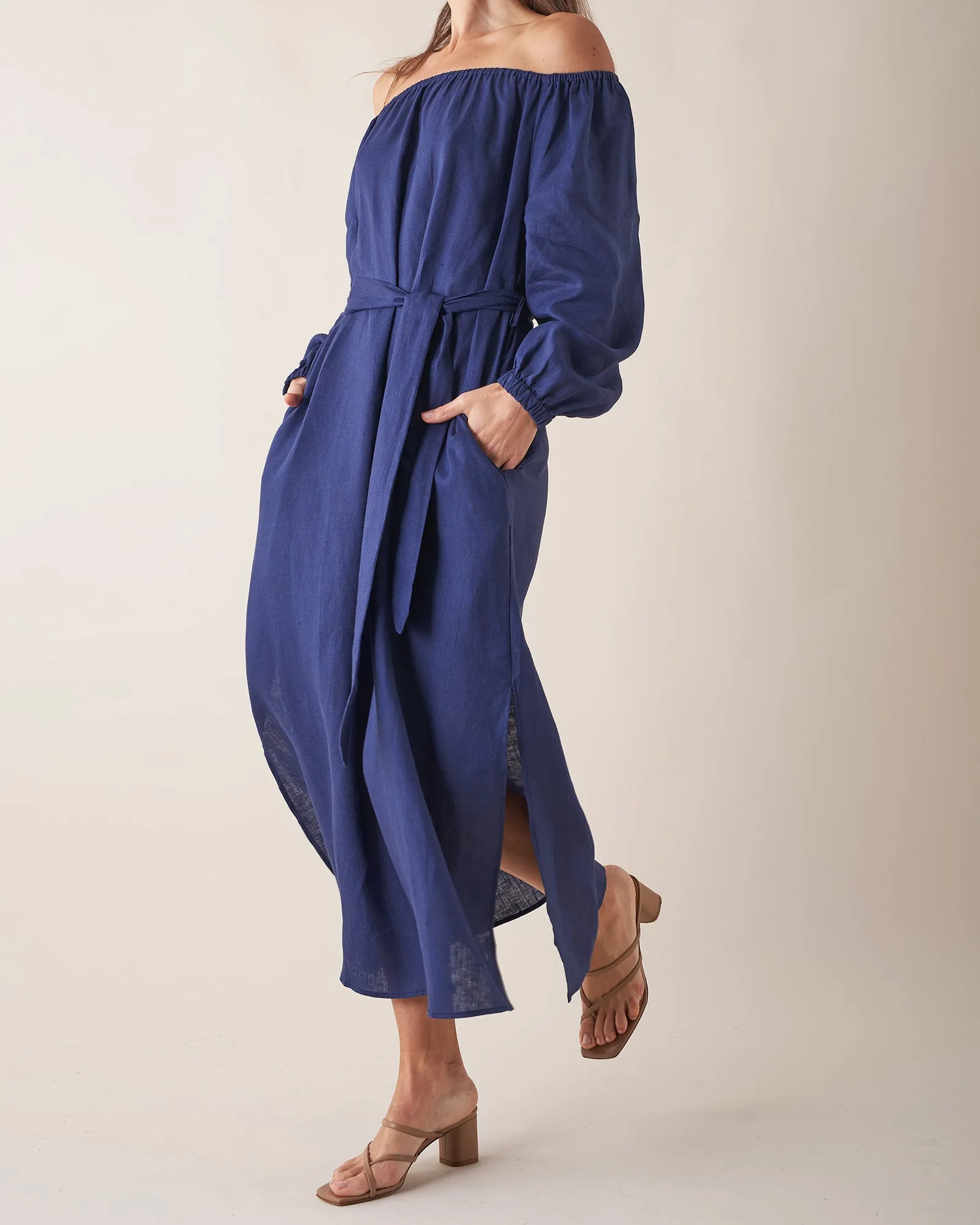 Tala Linen Maxi Dress - Navy