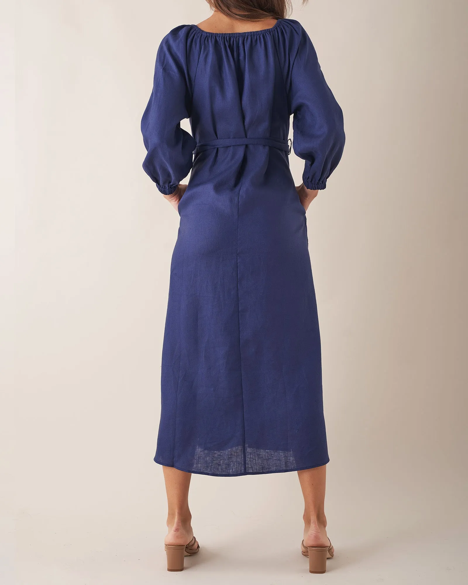 Tala Linen Maxi Dress - Navy