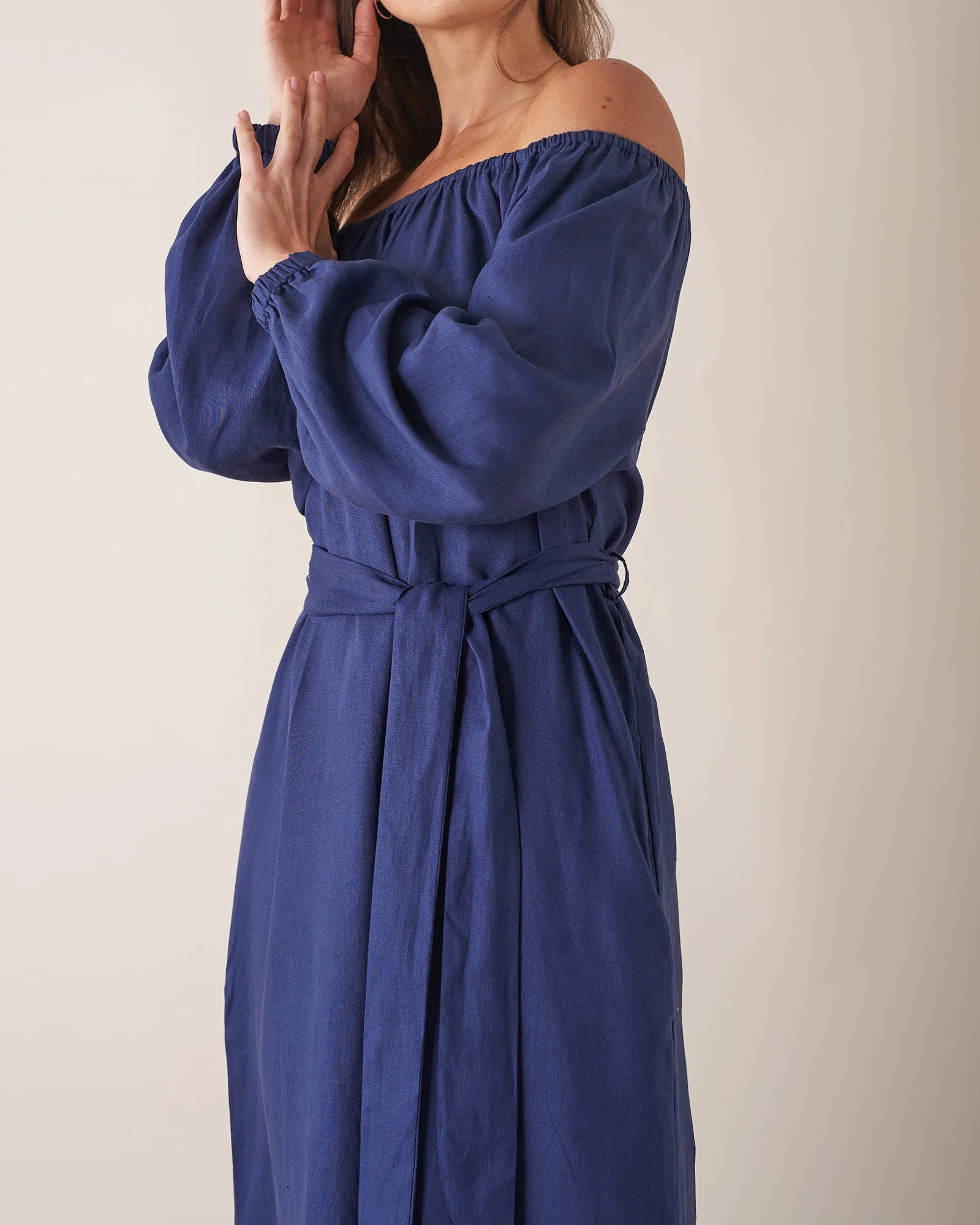 Tala Linen Maxi Dress - Navy