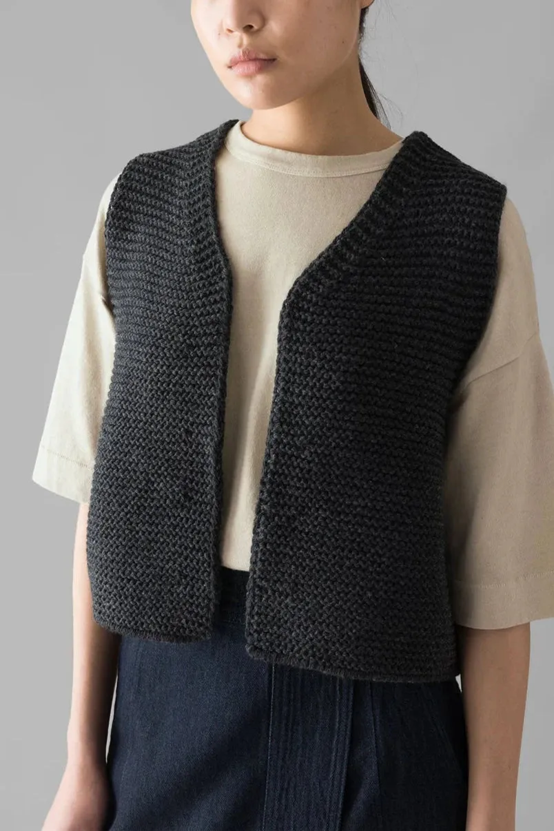 Textured Knit Gilet, Charcoal