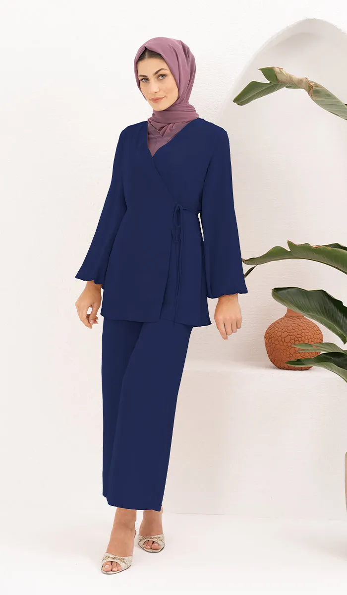 Ula Light Long Comfy Wrap Jacket - Lapis Blue - Final Sale