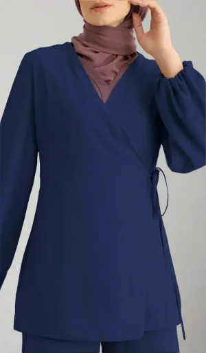 Ula Light Long Comfy Wrap Jacket - Lapis Blue - Final Sale