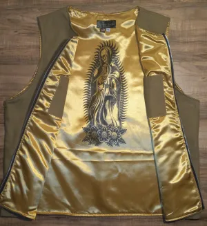 VEST - tan gold virgin skull