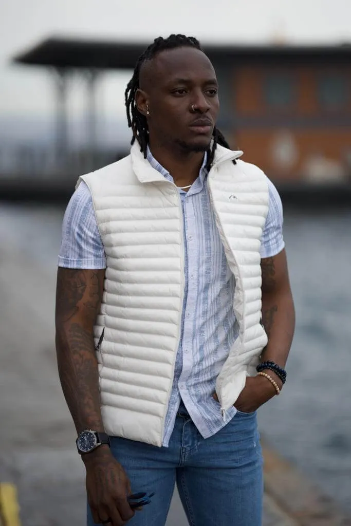 White Puffer Down Vest