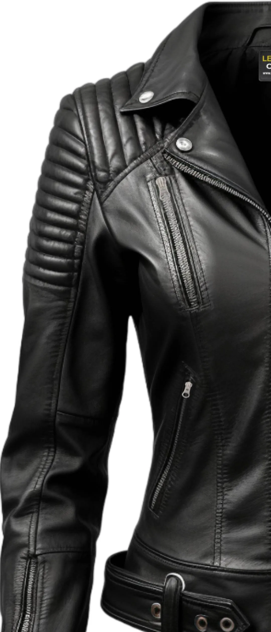 Women Lauren Black Biker Leather Jacket