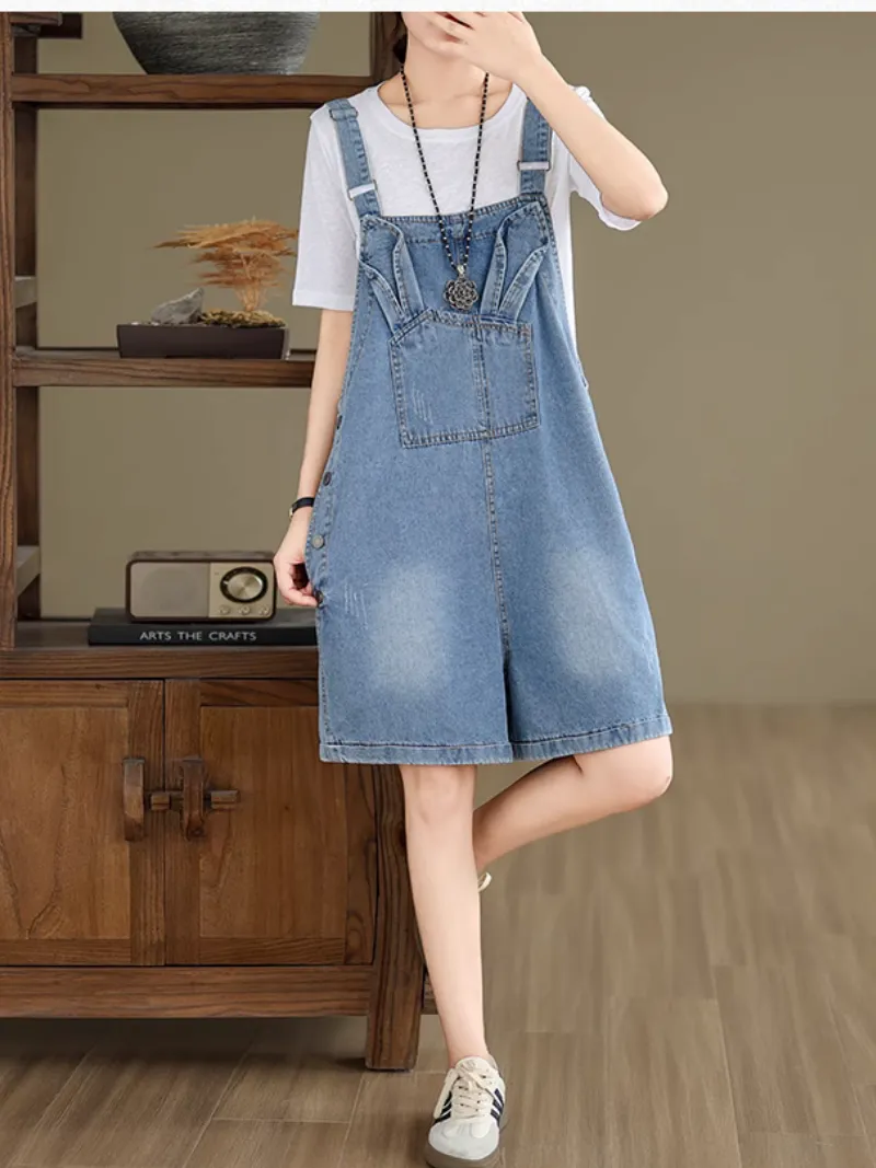 Women's Day to Night Wear High-Waisted Straight Short Dungarees